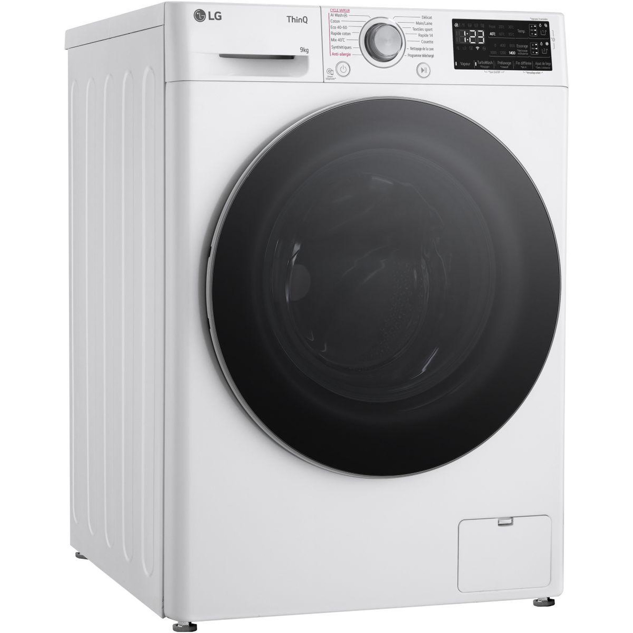 Voir la diapositive 2 : LG Lave linge hublot f94r31whsa - 9 kg - 1400 tr/min - classe a - moteur direct drive - autodosage - connecté wifi