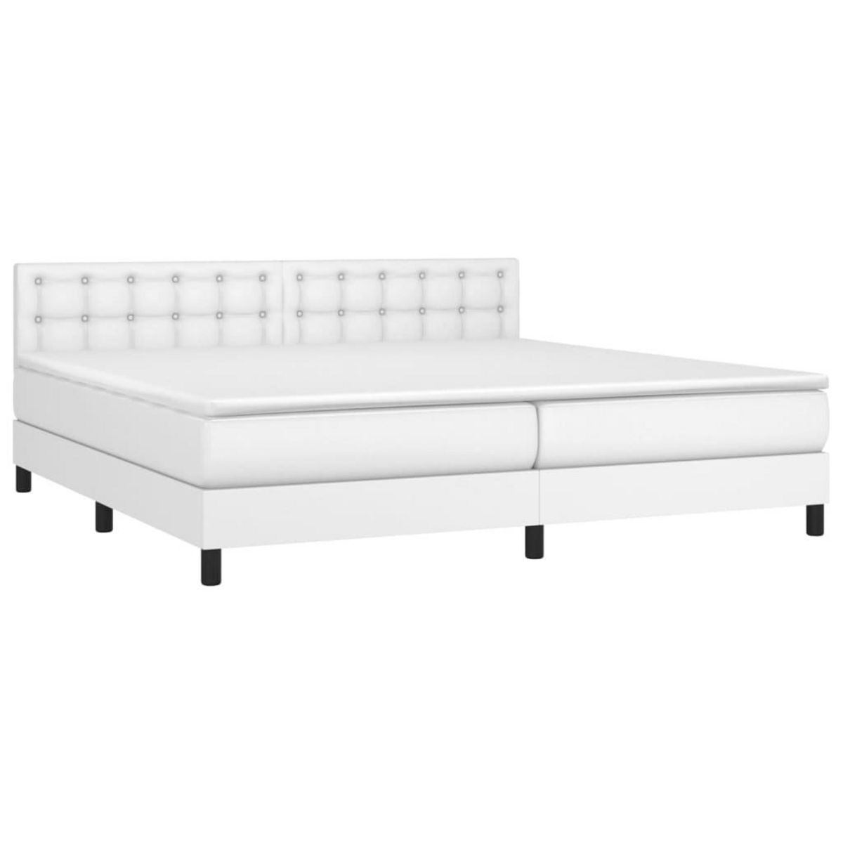 VIDAXL Sommier a lattes de lit avec matelas Blanc 200x200cm Similicuir
