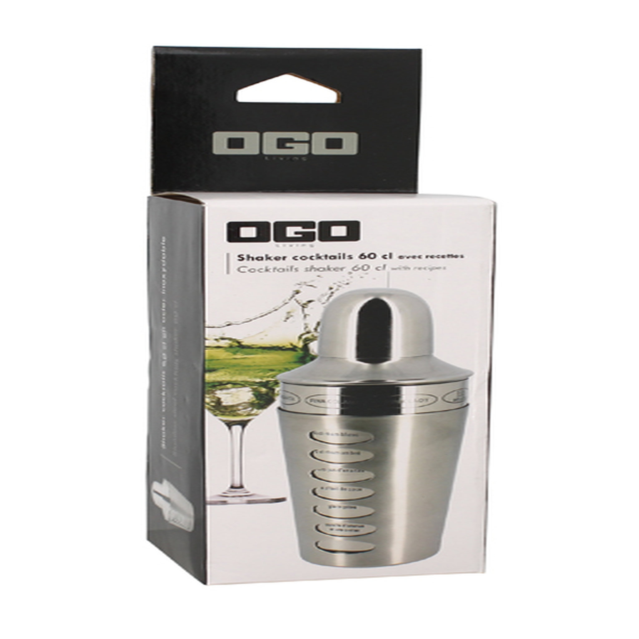 Voir la diapositive 2 : OGO LIVING Shaker cocktail inox 60 cl