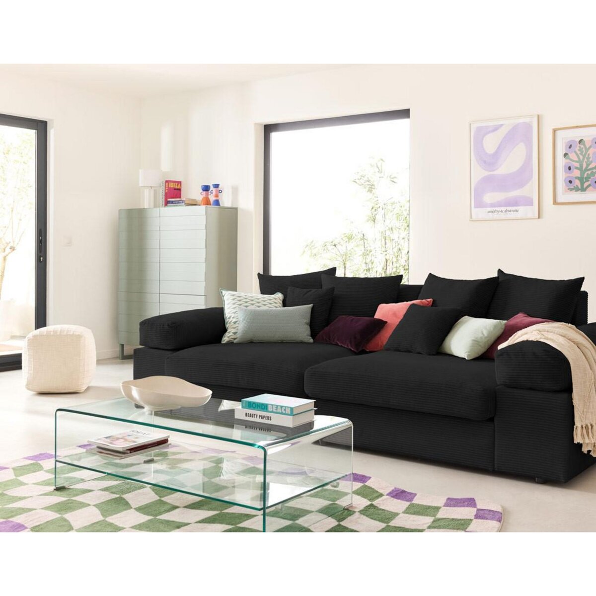 LISA DESIGN Aspen - canapé 4 places - assise profonde - velours côtelé