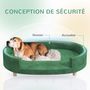 Voir la diapositive 6 : PAWHUT Canapé chien style nordique grande taille dim. 100L x 70l x 25H cm  - coussin amovible - piètement bois velours vert