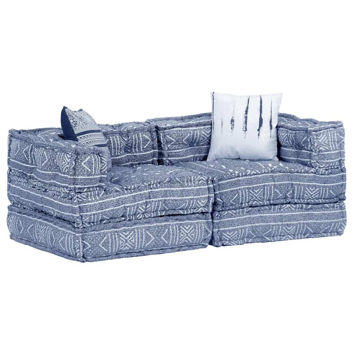 VIDAXL Pouf modulaire a 2 places Indigo Tissu