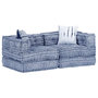 Voir la diapositive 1 : VIDAXL Pouf modulaire a 2 places Indigo Tissu