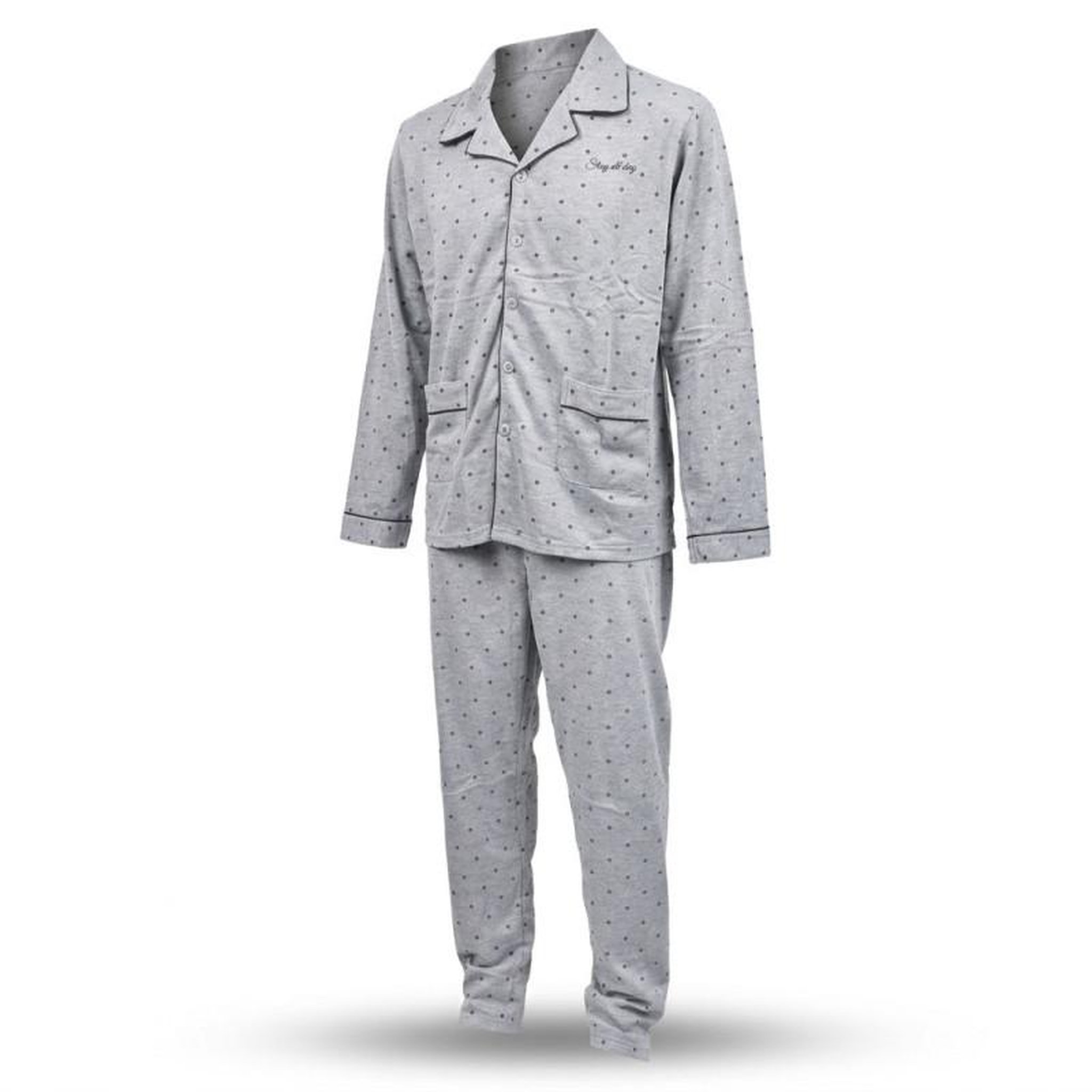 Voir la diapositive 1 : OZABI Pyjama Homme Long Boutonne Col Chemise Ultra Doux