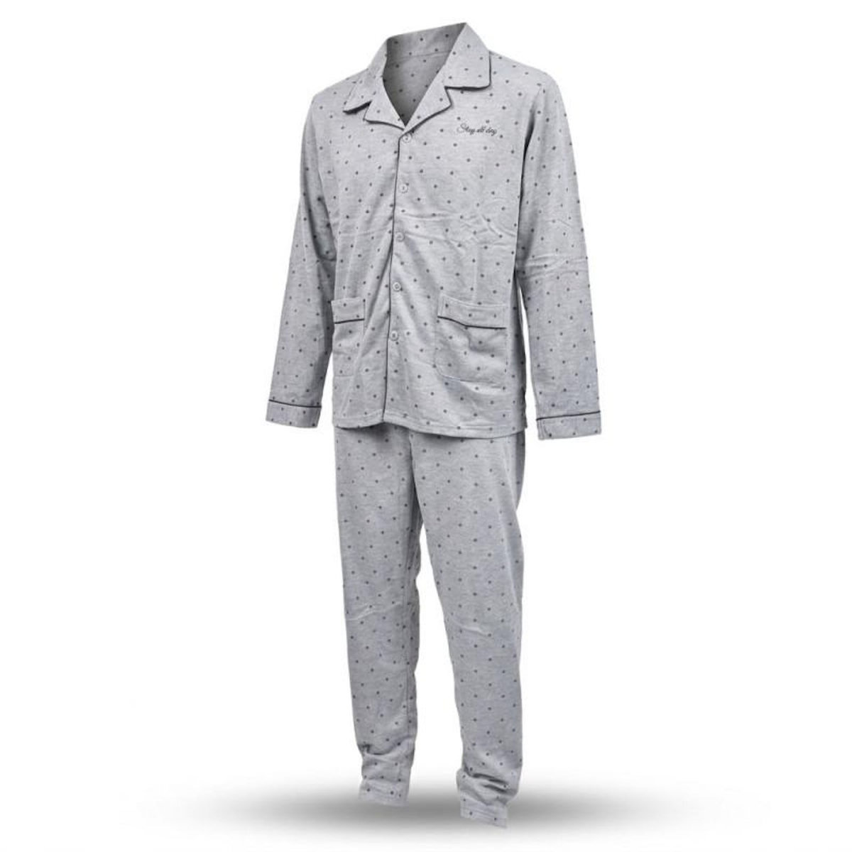 OZABI Pyjama Homme Long Boutonne Col Chemise Ultra Doux