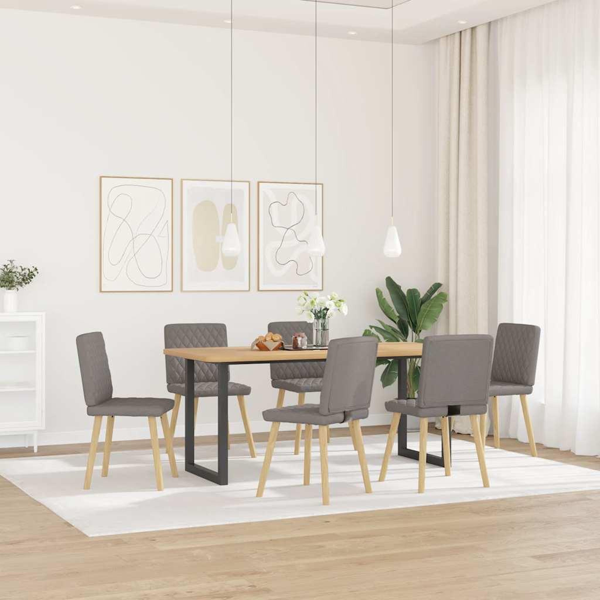 Voir la diapositive 2 : VIDAXL Chaises a manger lot de 6 taupe tissu
