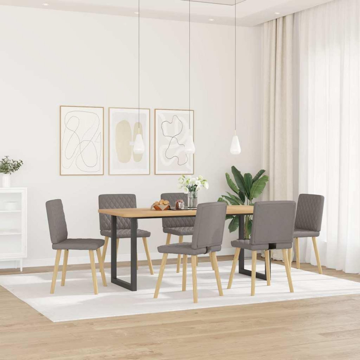 VIDAXL Chaises a manger lot de 6 taupe tissu