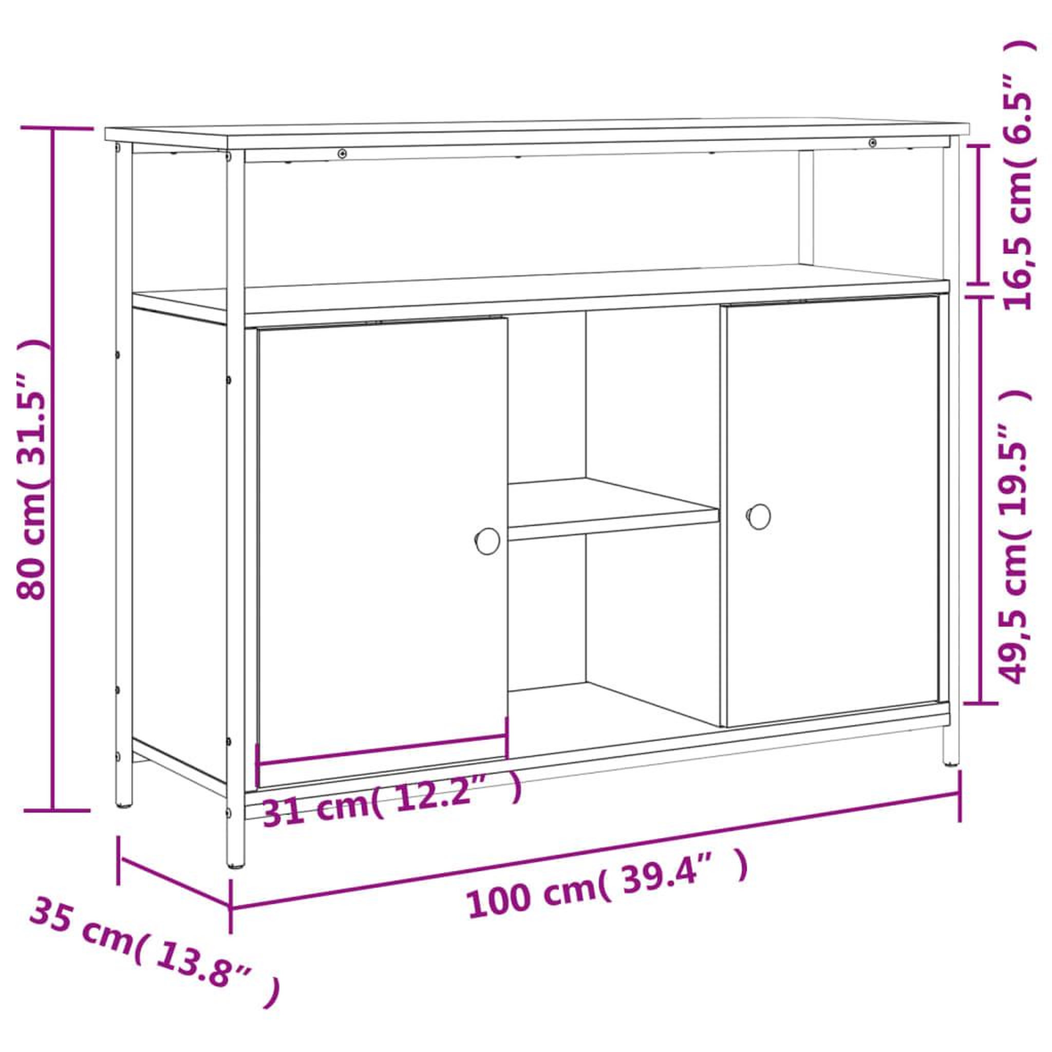 Voir la diapositive 6 : VIDAXL Buffet chene sonoma 100x35x80 cm bois d'ingenierie