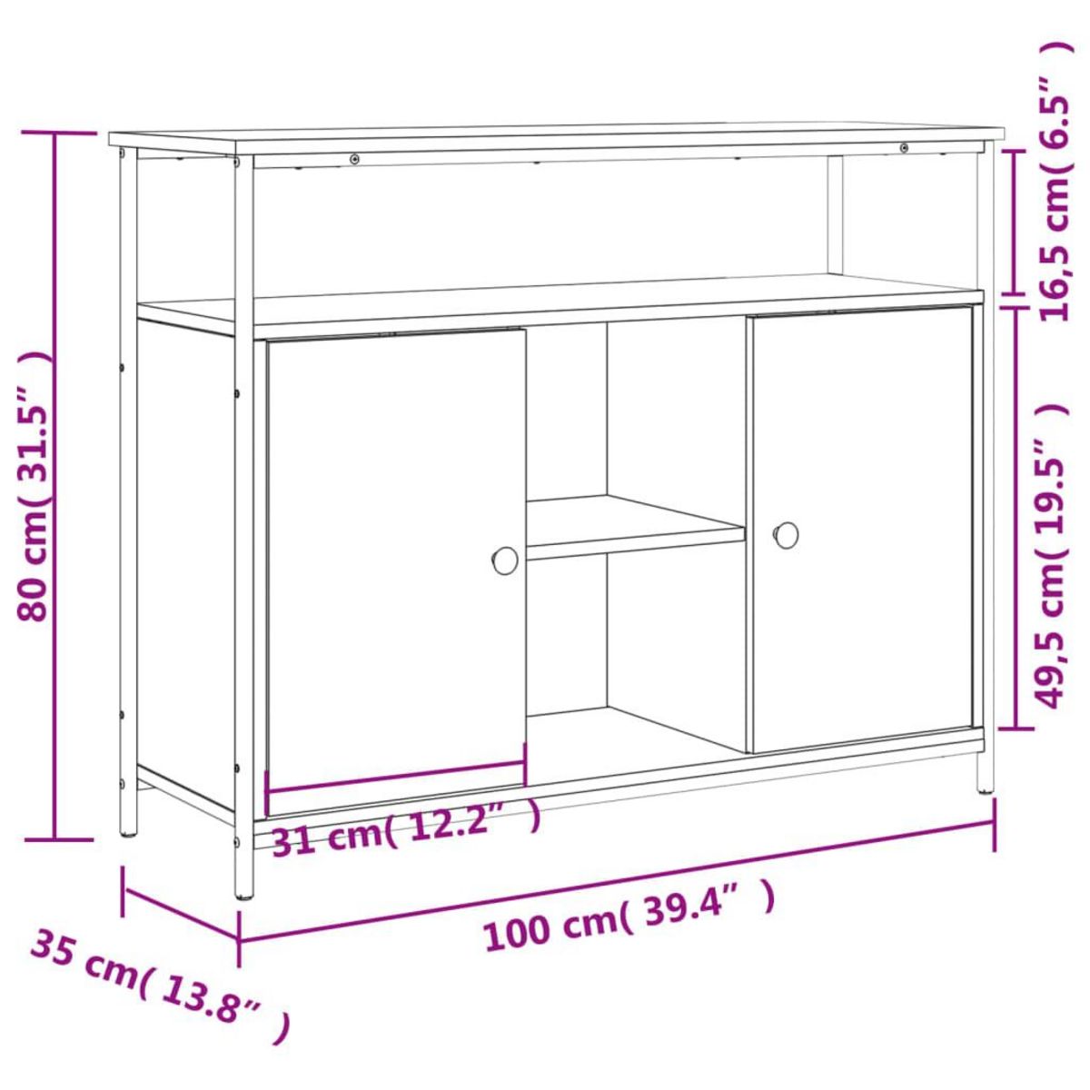 VIDAXL Buffet chene sonoma 100x35x80 cm bois d'ingenierie