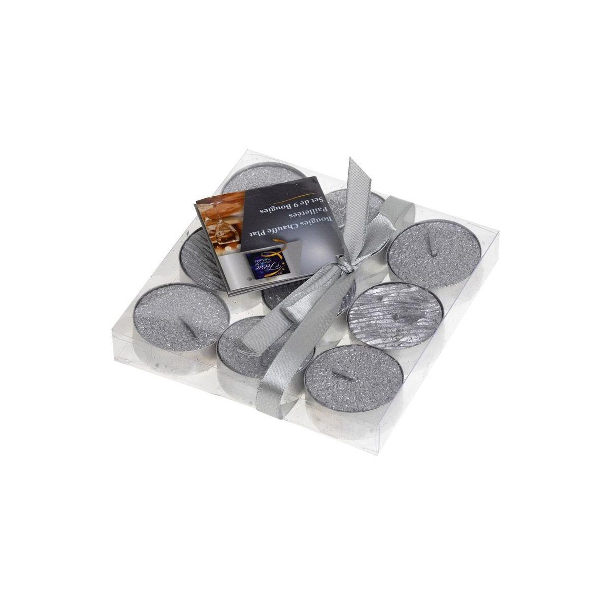 Voir la diapositive 2 : FEERIC LIGHT & CHRISTMAS Lot de 9 bougies paillettes  colorama  12g argent