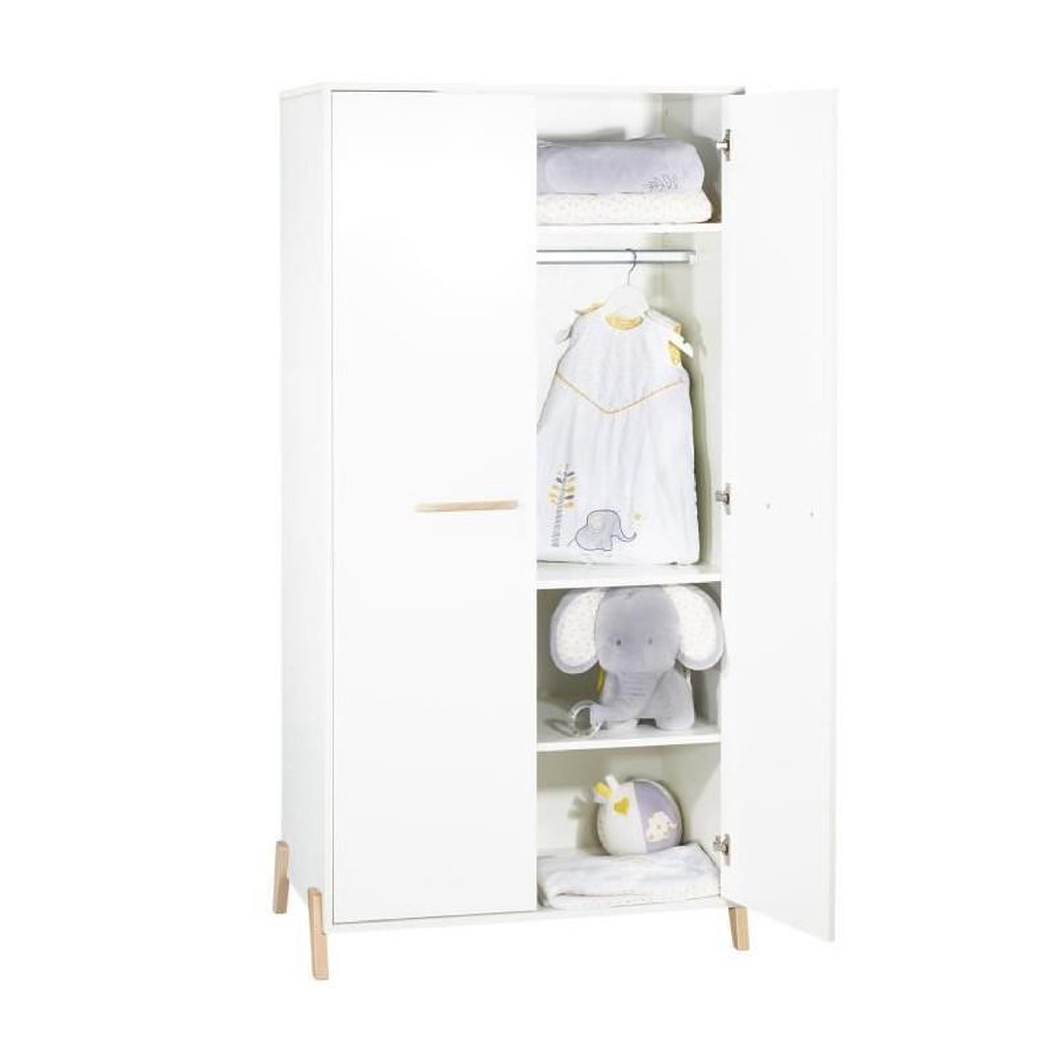 Voir la diapositive 2 : BABY PRICE Babyprice - JOY NATUREL - Armoire 2 Portes
