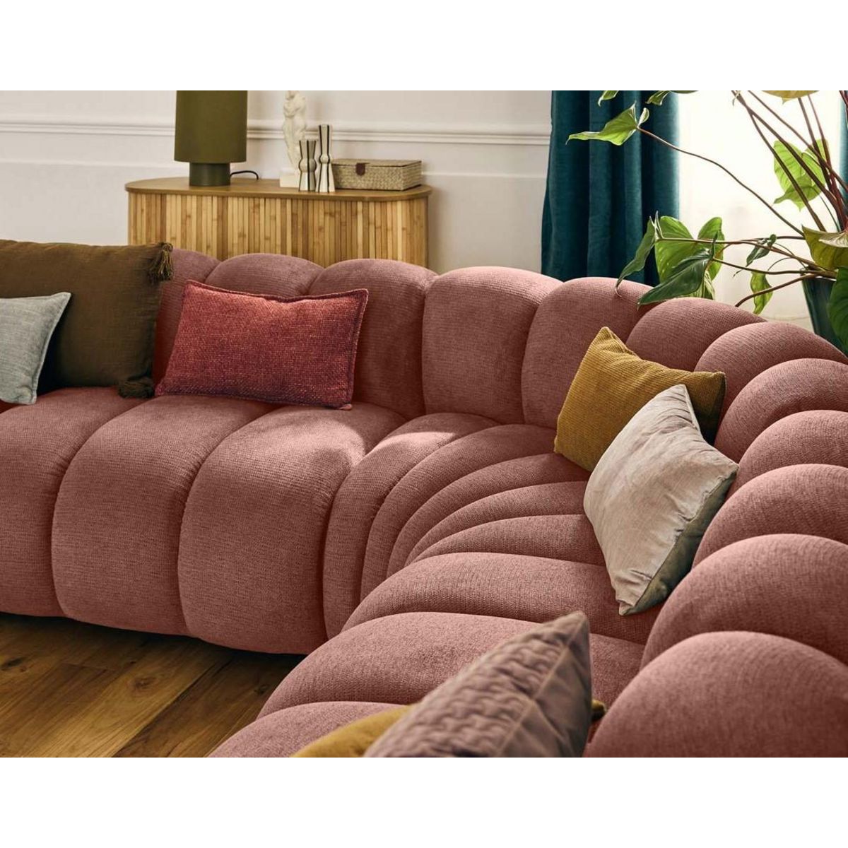 LISA DESIGN Debbie - canapé modulable d'angle gauche 5 places en tissu texturé