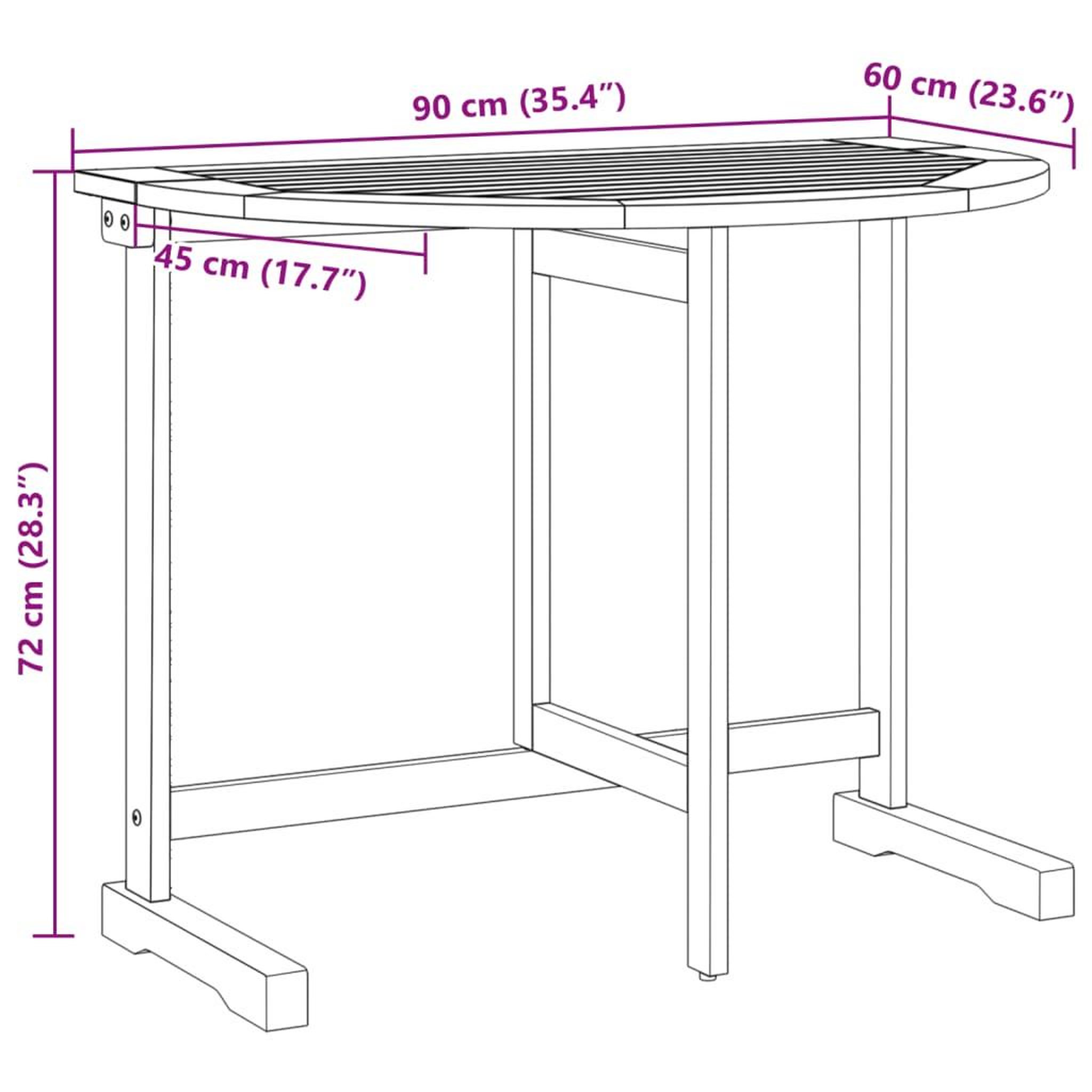 Voir la diapositive 6 : VIDAXL Ensemble a manger de jardin pliable 3 pcs bois d'acacia massif