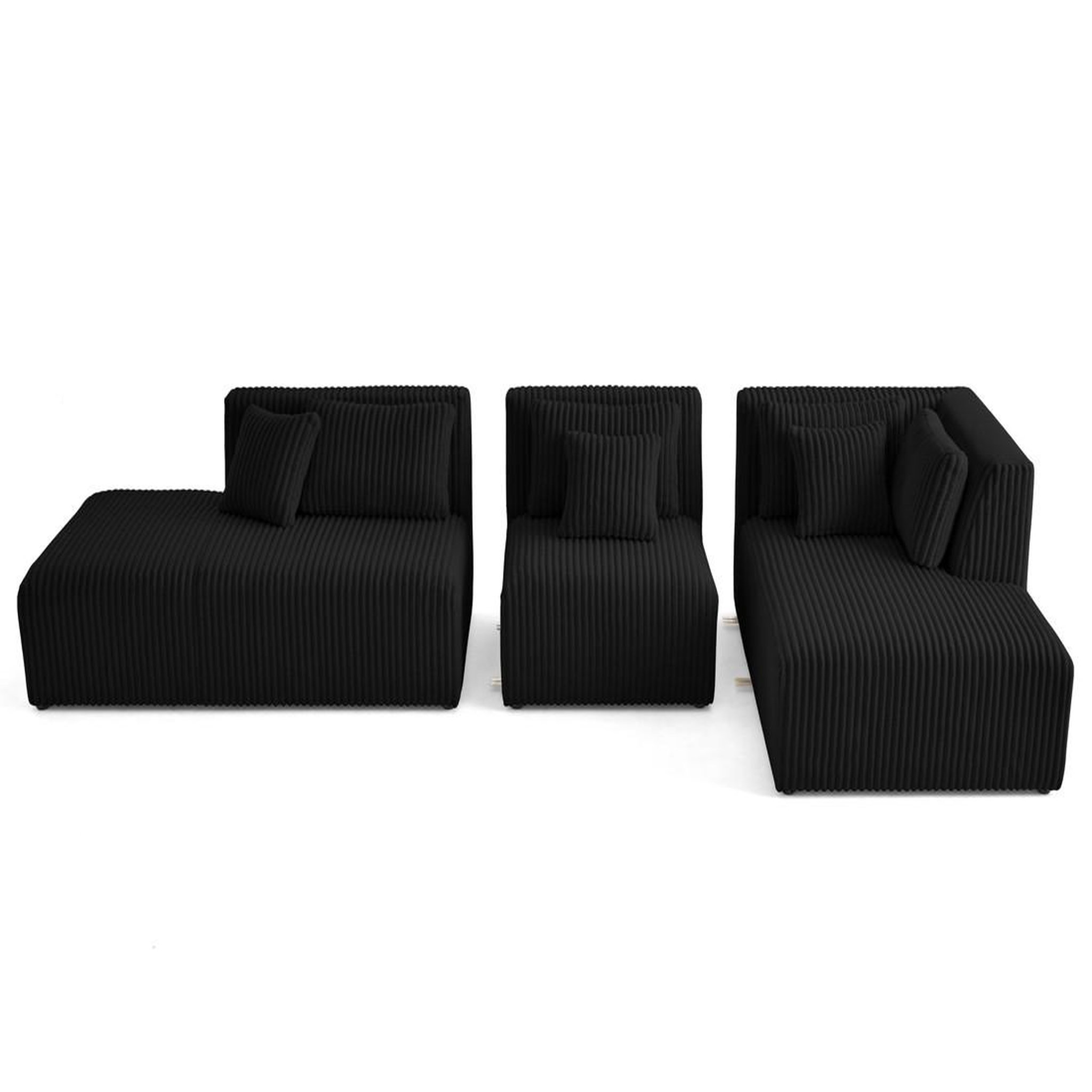 Voir la diapositive 5 : LISA DESIGN Victoire - canapé modulable d'angle droit 5 places en velours côtelé grosses côtes