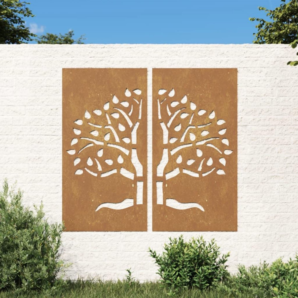 VIDAXL Decorations murales jardin 2 pcs 105x55 cm design d'arbre