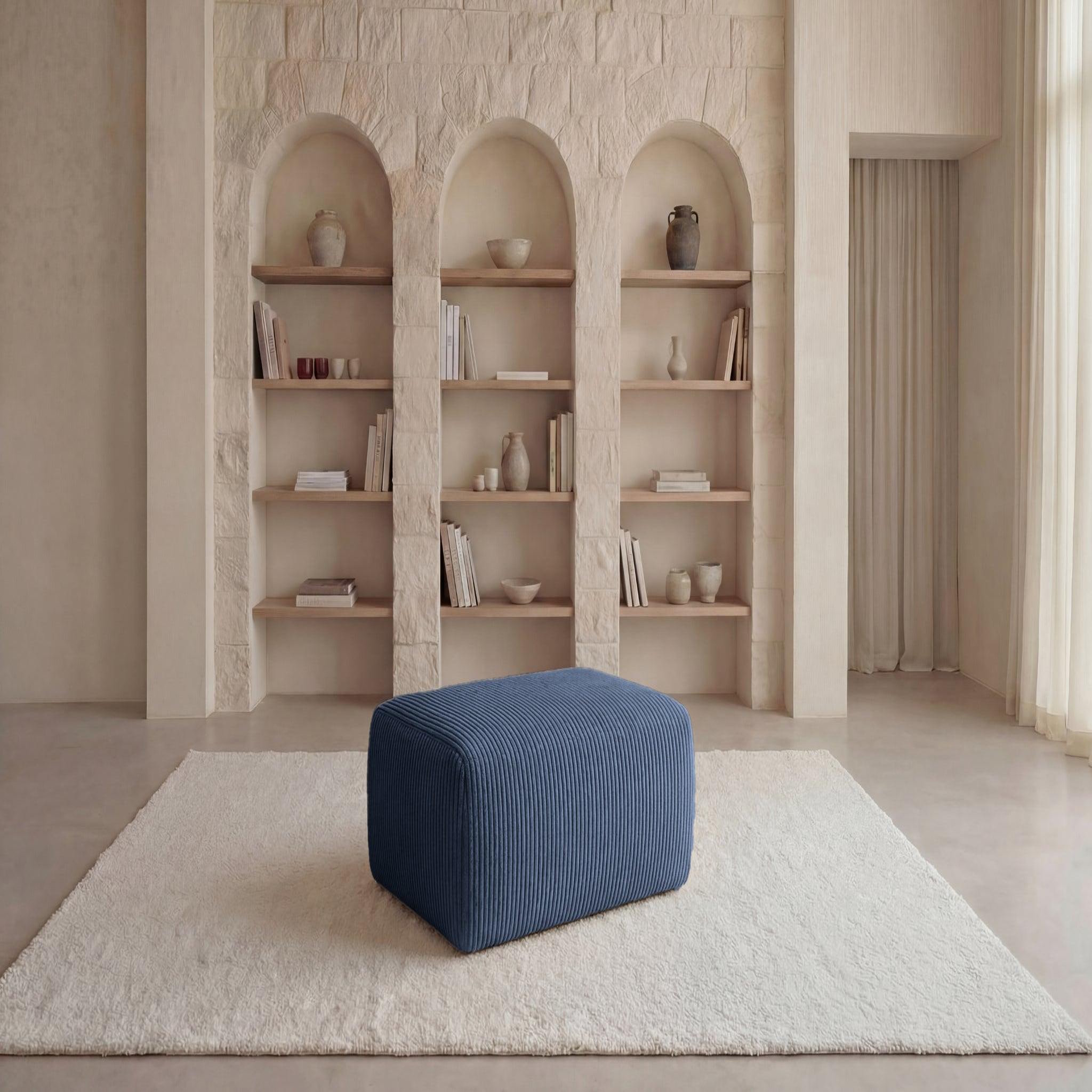Voir la diapositive 2 : CASANOVA PARIS Olympe - pouf en petit velours côtelé 100x68x42