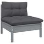Voir la diapositive 4 : VIDAXL Salon de jardin 9 pcs avec coussins Gris Bois de pin massif