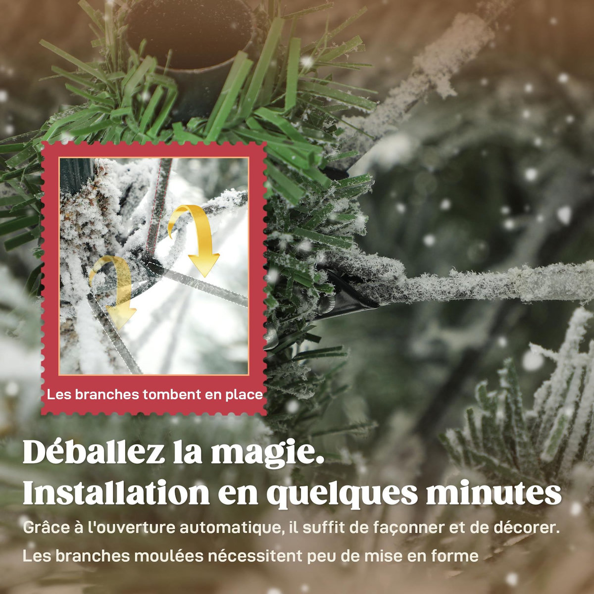 HOMCOM Sapin de Noël artificiel enneigé H.150cm 828 branches épicéa grand réalisme support métal pliable vert