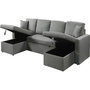 Voir la diapositive 4 : Habitat et Jardin Canapé d'angle panoramique convertible en tissu  Alain  - 4 places - Gris
