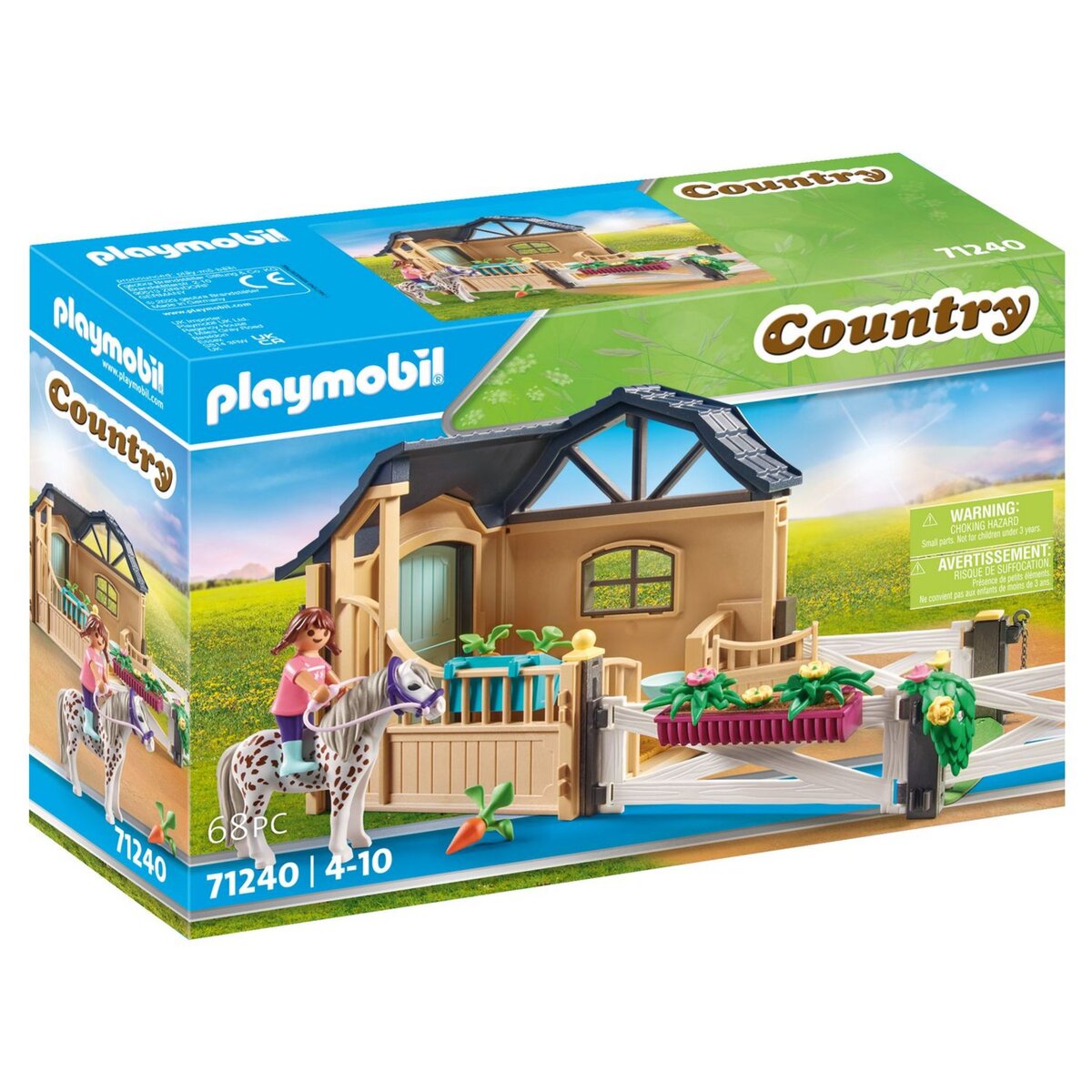 Playmobil Country 71238 pas cher, Étable et carrière pour chevaux