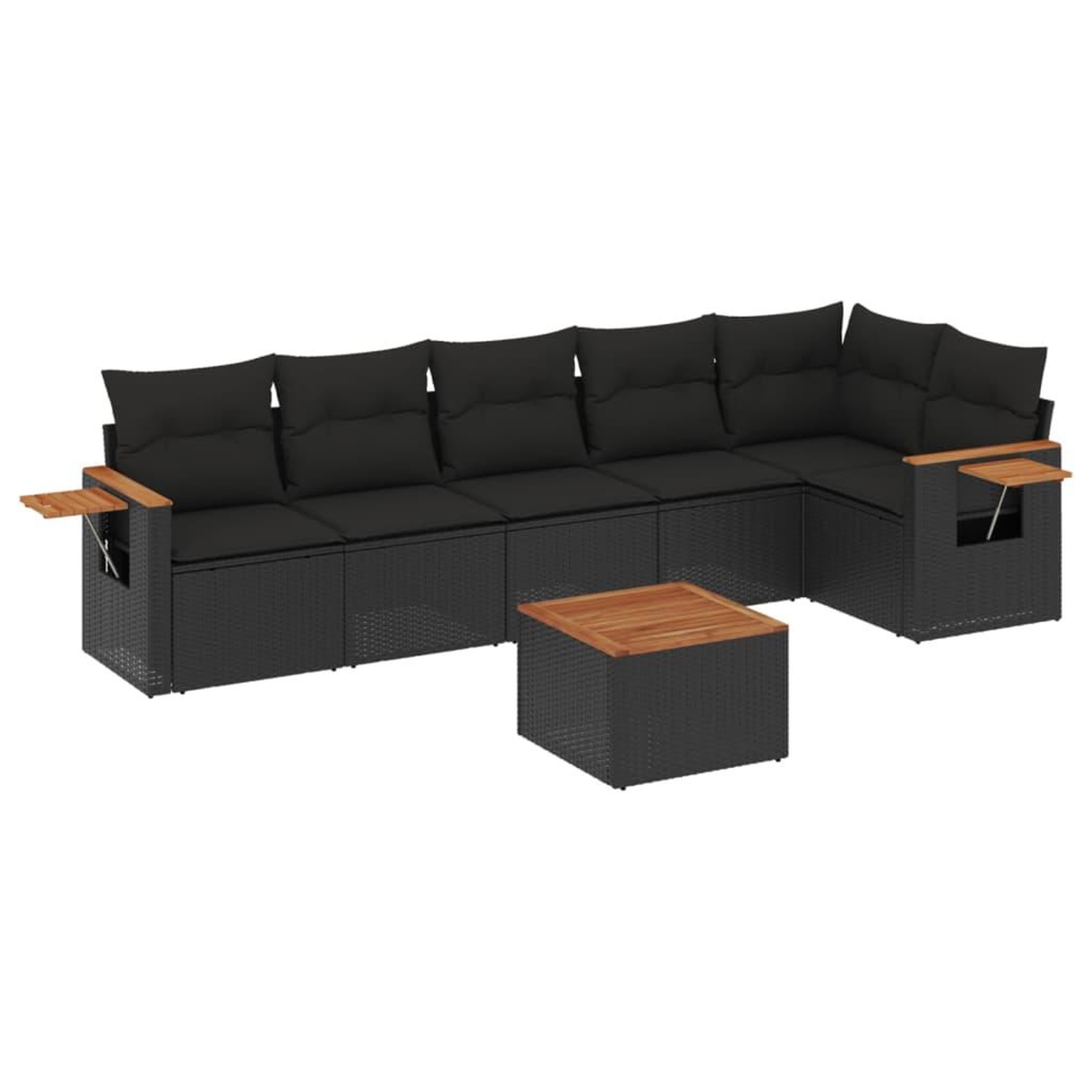 Voir la diapositive 2 : VIDAXL Salon de jardin 7 pcs avec coussins noir resine tressee