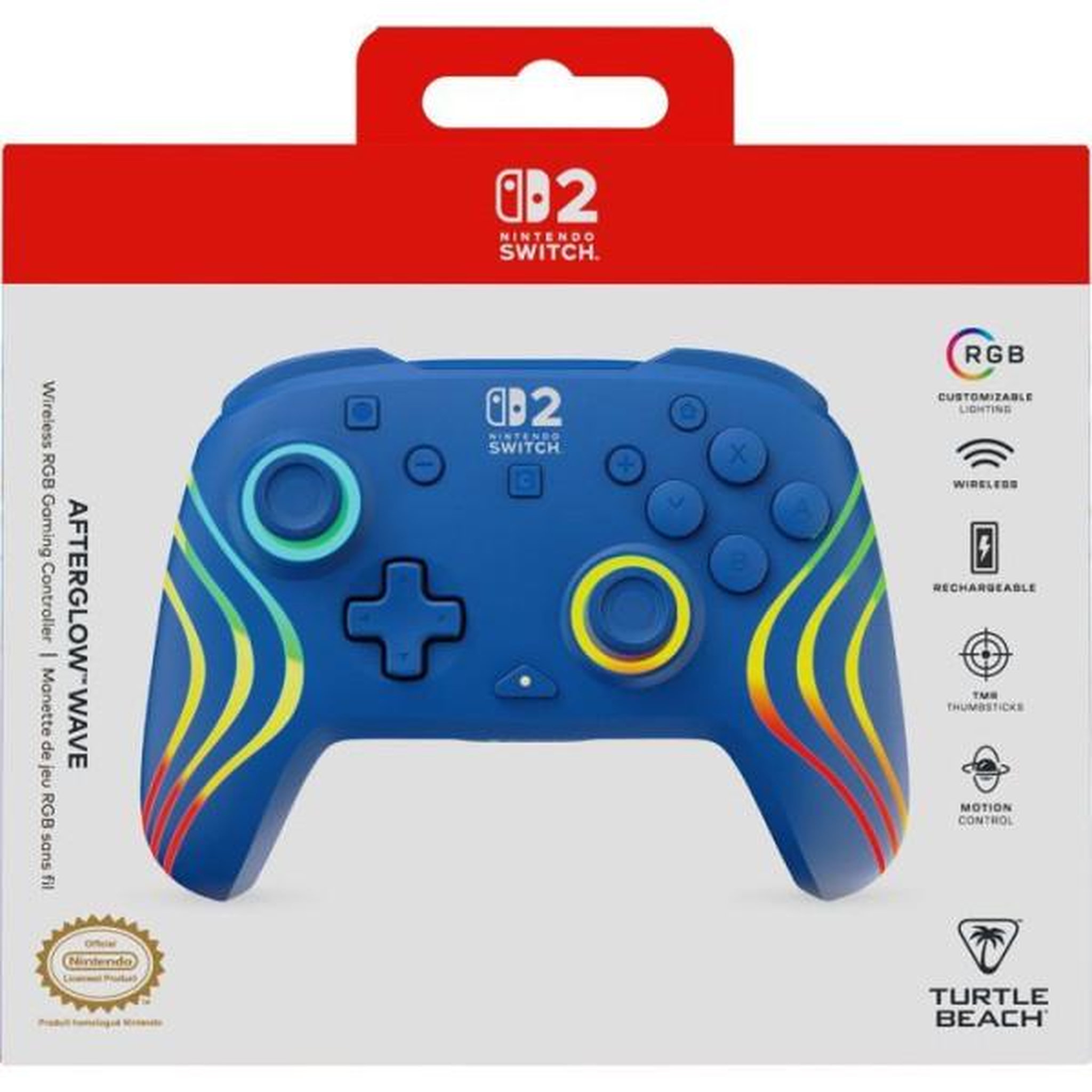 Voir la diapositive 6 : Turtle Beach Manette Gaming sans fil RGB - TURTLE BEACH - Afterglow Wave pour Nintendo Switch 2 - Bleu