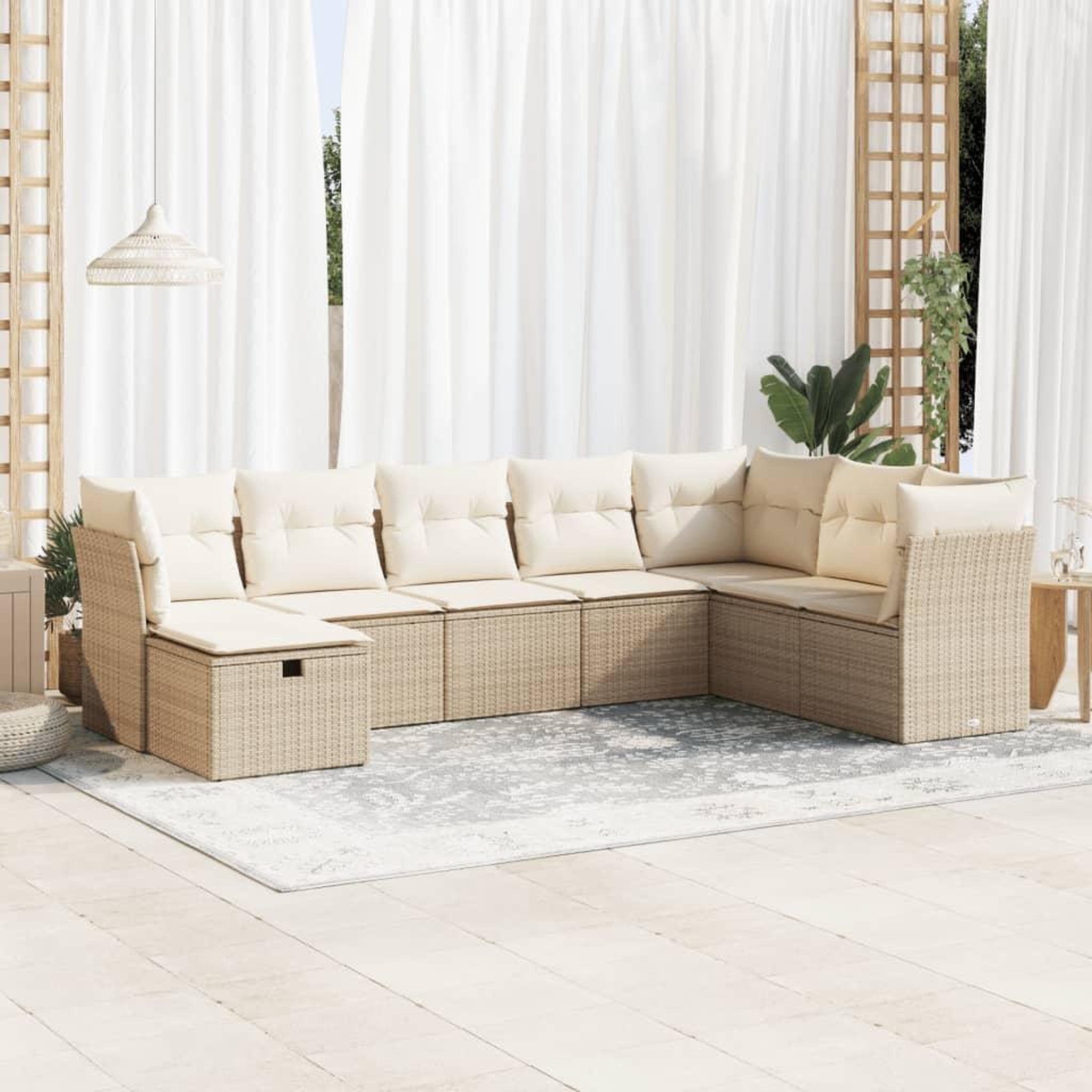 VIDAXL Salon de jardin avec coussins 8 pcs beige resine tressee