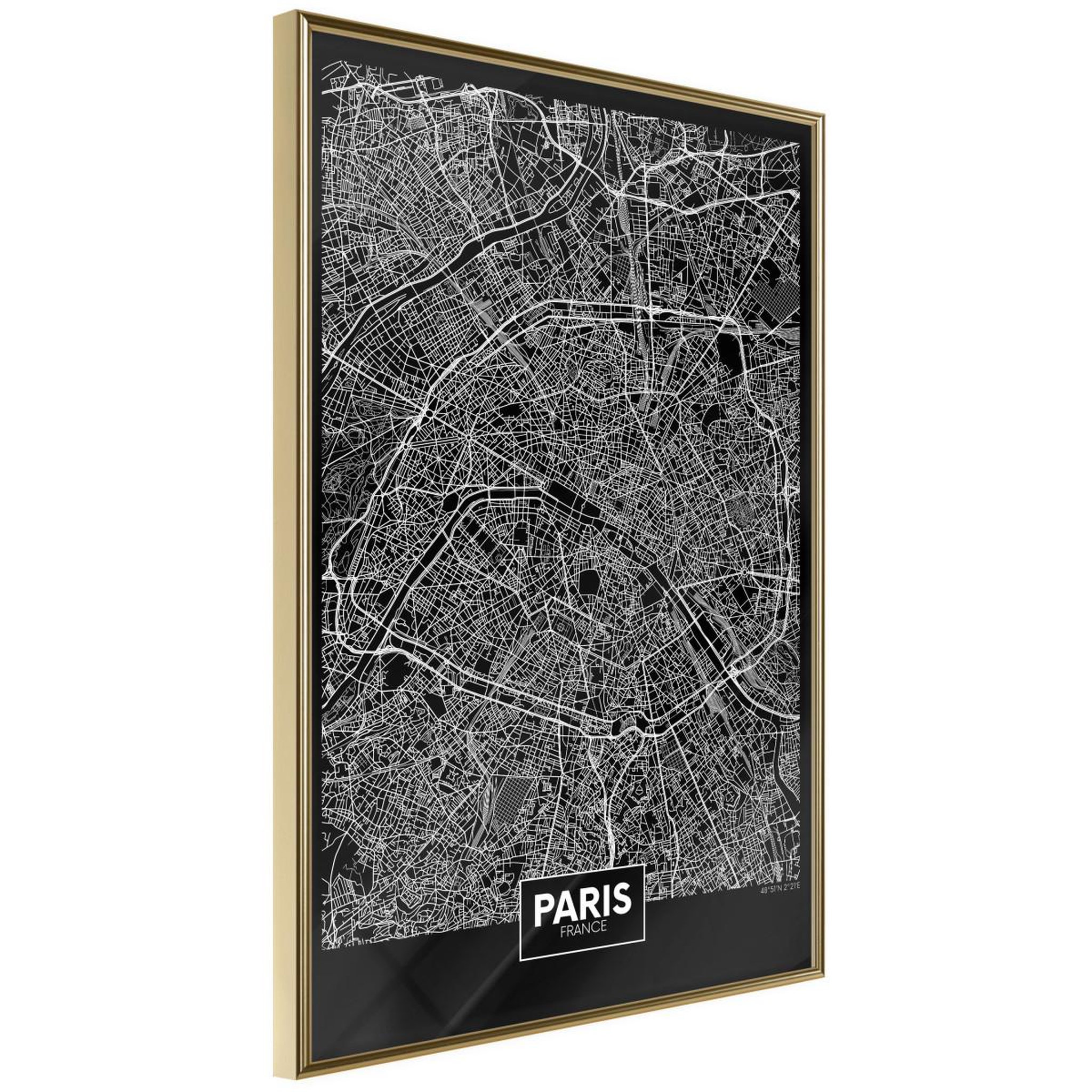 Paris Prix Affiche murale encadrée  city map paris dark