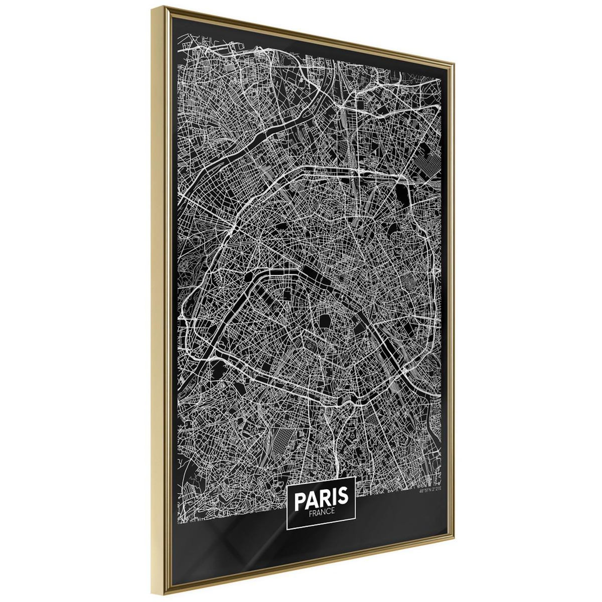 Paris Prix Affiche Murale Encadrée  City Map Paris Dark