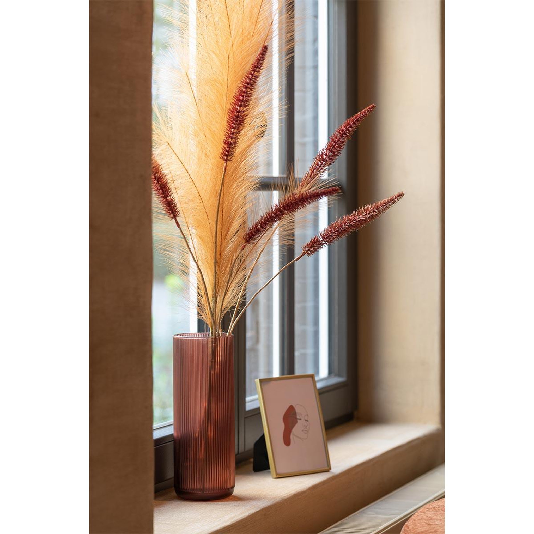Voir la diapositive 3 : J-LINE Vase cylindrique en verre  joseph  28cm bordeaux