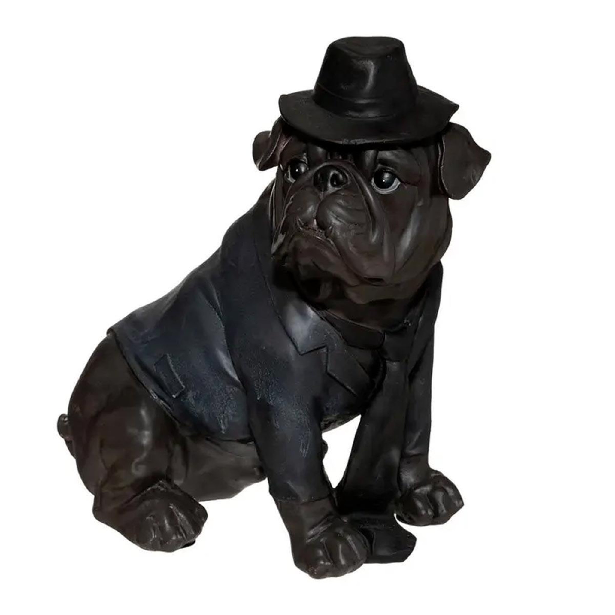 ATMOSPHERA Statue chien assis  bulldog  44cm noir