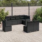 VIDAXL Salon de jardin 8 pcs avec coussins noir resine tressee