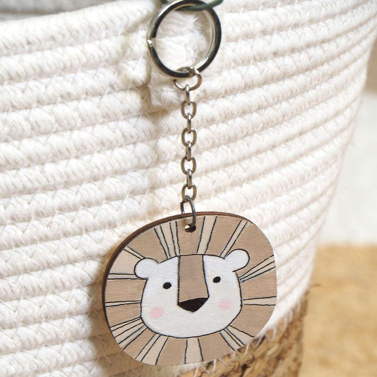 Artemio Porte-clés tête de lion en bois