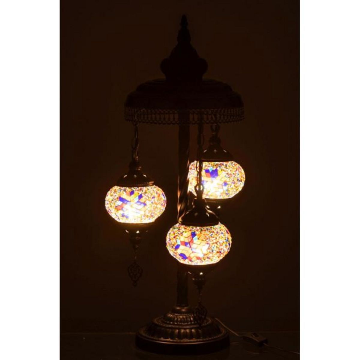 Paris Prix Lampe à Poser Mosaïque 3 Têtes  Neal  78cm Multicolore