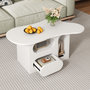 Voir la diapositive 2 : MERAX Table basse forme atypique blanc - 45x97 cm panneaux de particules
