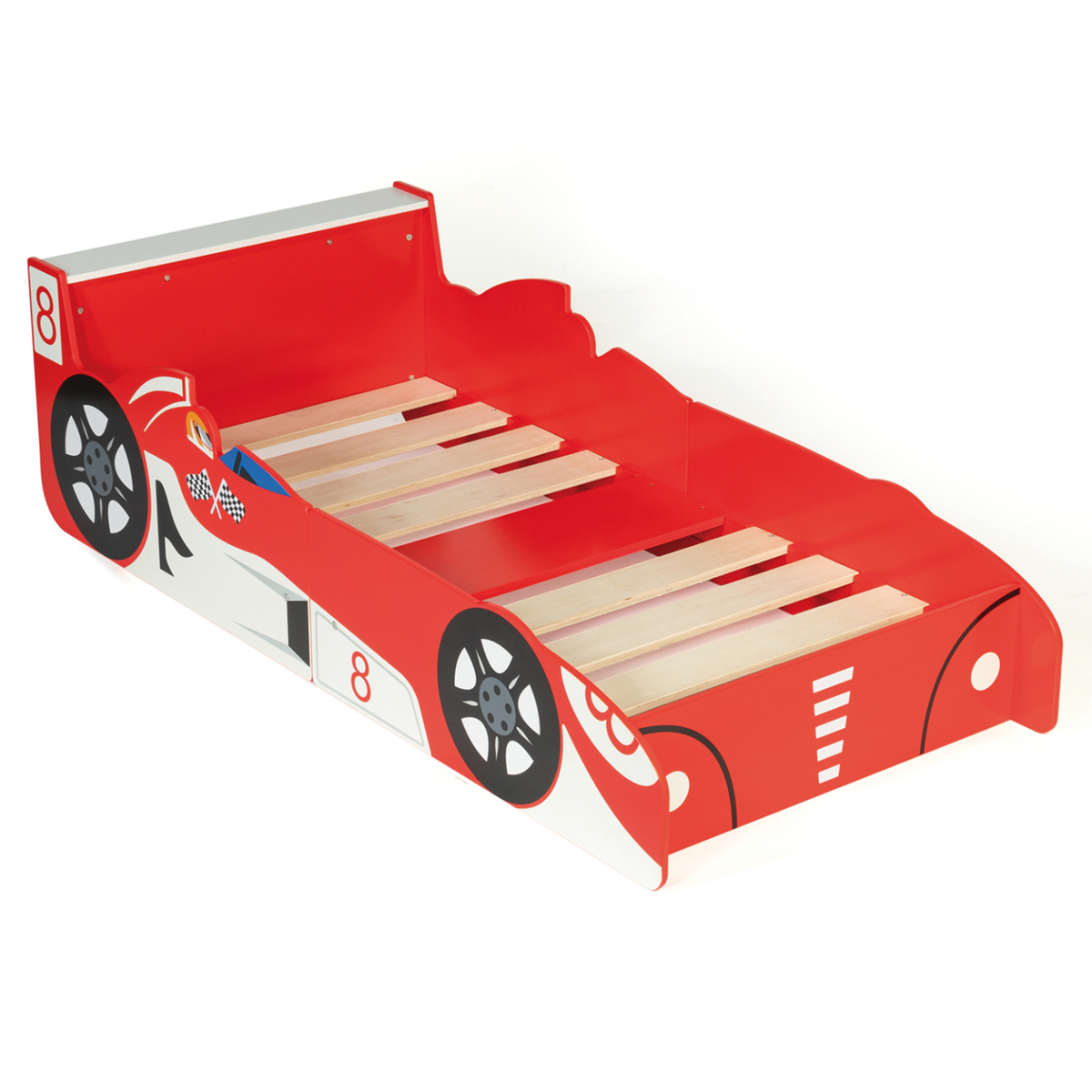 ID MARKET Lit enfant voiture formule 1 TEDDI 70 x 140 CM rouge