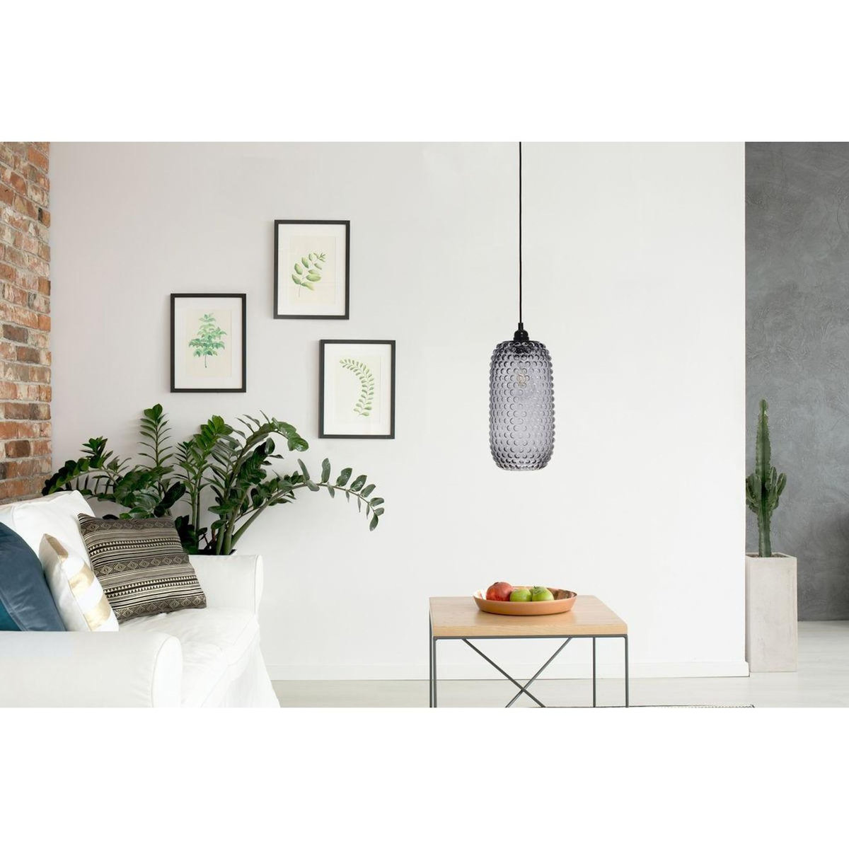 Paris Prix Lampe Suspension en Verre  Irina  34cm Gris