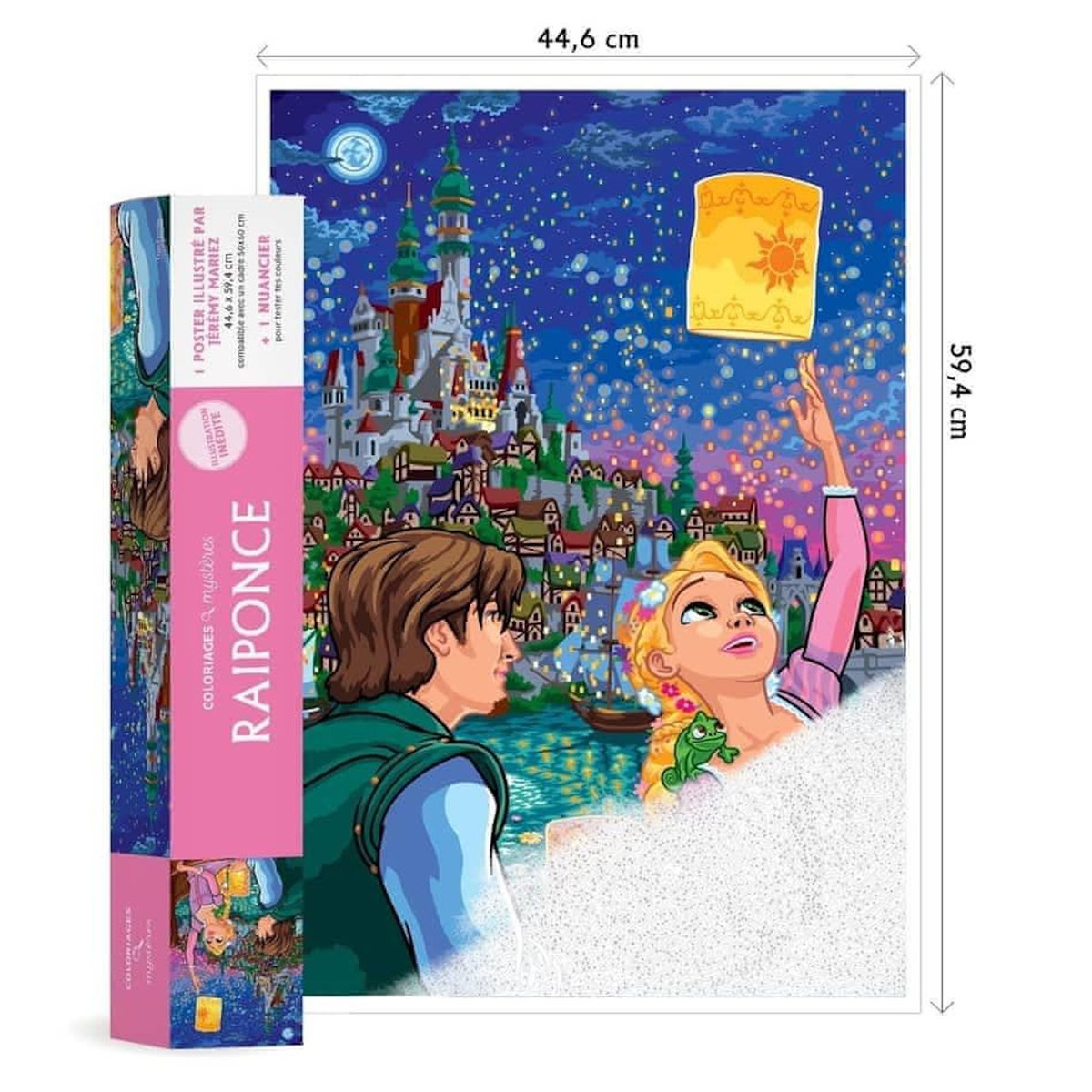 COLORIAGES MYSTERES RAIPONCE. 1 POSTER 44,6 X 59,4 CM ET 1 NUANCIER, Mariez Jérémy