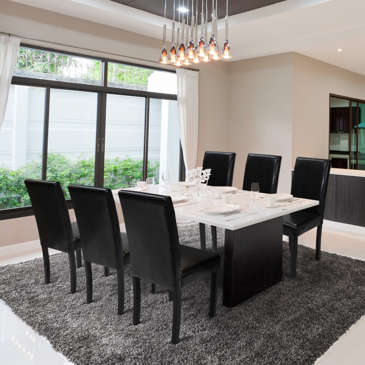 ID MARKET Lot de 6 chaises HANNAH noires pour salle à manger