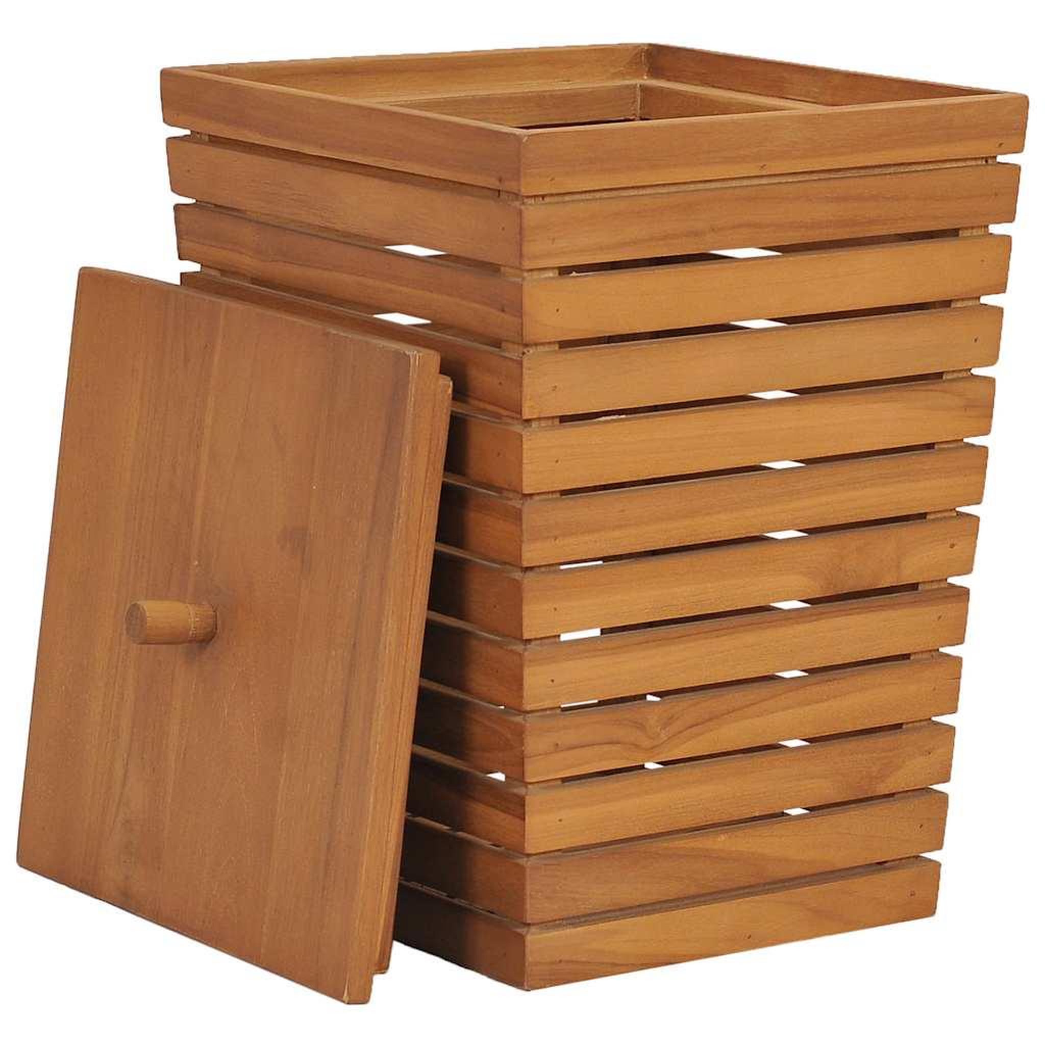 Voir la diapositive 3 : VIDAXL Panier a linge 30x30x45 cm bois de teck massif