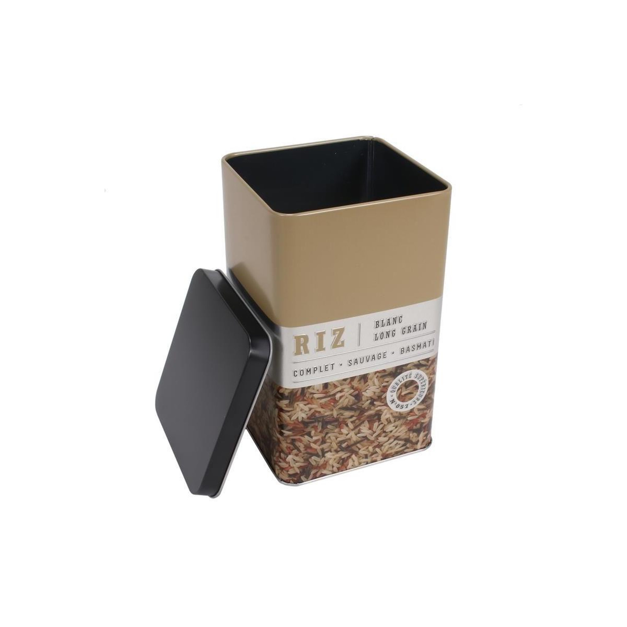 Voir la diapositive 2 : COOK CONCEPT Boîte à riz en métal  relief vintage  18cm beige