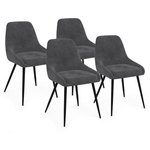 ID MARKET Lot de 4 chaises THALYA en velours gris foncé avec accoudoirs