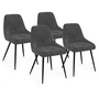 Voir la diapositive 1 : ID MARKET Lot de 4 chaises THALYA en velours gris foncé avec accoudoirs