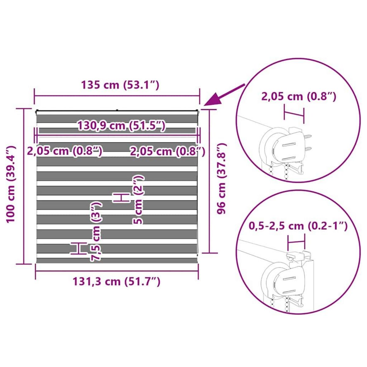 VIDAXL Store zebre beige marbre largeur du tissu 130,9 cm polyester