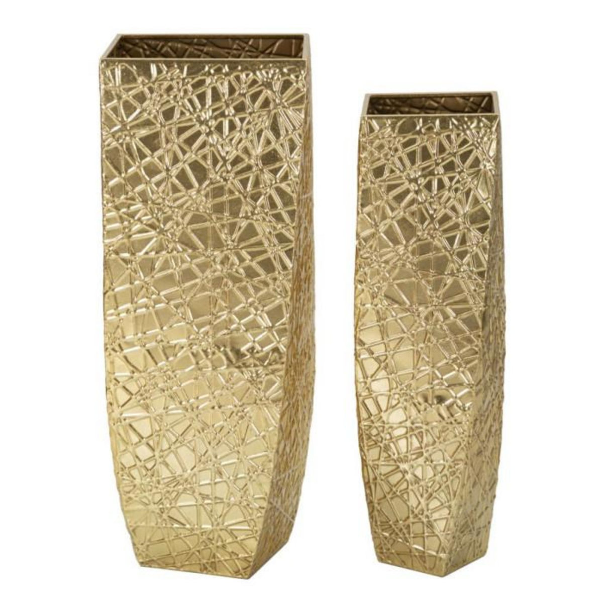 Paris Prix Lot de 2 Vases en Métal  Squer  90cm Or