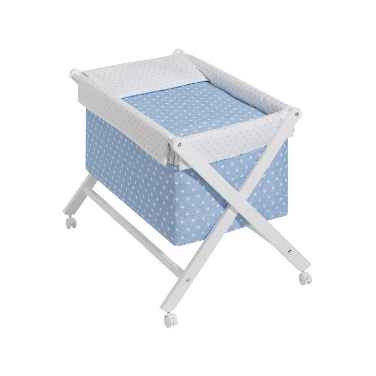 INTERBABY Berceau en Croix Étoile Bleu - Lit Bébé Sécurisé et Confortable