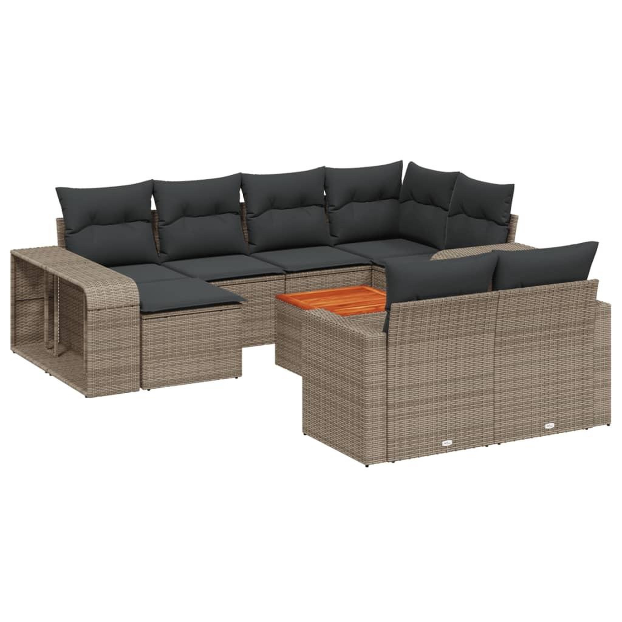 Voir la diapositive 2 : VIDAXL Salon de jardin 11 pcs avec coussins gris resine tressee