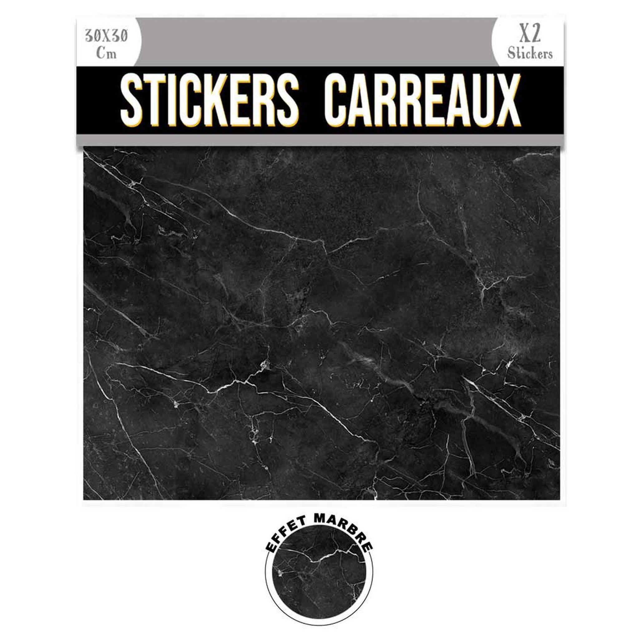 SUD TRADING 2 stickers effet marbre - 30 x 30 cm - noir