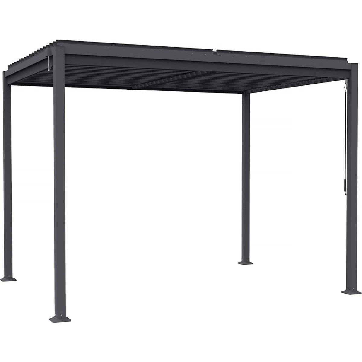 Habitat et Jardin Pergola bioclimatique autoportante avec lames orientables  Howard  - 3 x 4 m - Gris