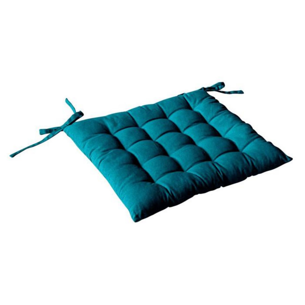 Paris Prix Galette de Chaise Piquée Uni  Panama  38x38cm Bleu Canard